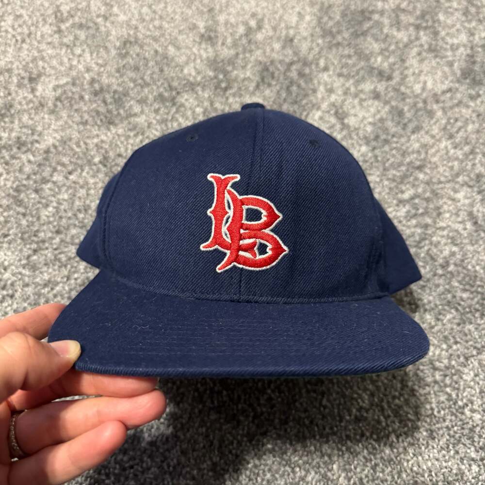 Long Beach LB Snapback Hat Navy Yupoong The Classics Wool Blend Cap